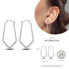 Silver Women Hoop Earrings Gifts For Girl U Rhombic Shape Geometric Lines Zircon Earring - Image 35