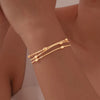 Stainless Steel Oval Beads Bracelets, Women Gold Plated Snake Chain Bracelets, 3 Layers Stacked Chain Bracelets - Image 3