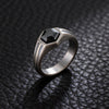 Hexagon Black Zircon Ring for Men, Gray Stainless Steel Geometric Band, Punk Statement Rings Jewelry for Wedding Party Gift - Image 8