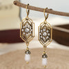 Vintage Golden Plated Inlaid Imitation Pearl Pendant Earrings Women's Elegant Banquet Jewelry Accessories Dangle Earrings Gifts - Image 2