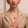 316L Stainless Steel Swirl Starfish Pendant Necklace Gold Plated Neck Jewelry Women's Elegant Gift - Image 2