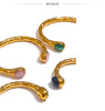 62mm Stainless Steel Multicolored Natural Stone Golden Cuff Open Bracelet Bangle Jewelry - Image 15