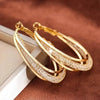 Gold Color Crystal Stone Hoop Earrings Twisted Metal Shape Silver Plating Women Earrings Party Jewelry Birthday Gift - Image 1
