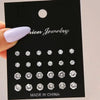 12 Pairs/Pack Shiny Zircon Stud Earrings Set for Women Men Daily Versatile Chic Silver Color Crystal Ear Jewelry Accessories - Image 2