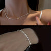 Set of Shiny Silver Plated Collarbone Chain Necklace Bracelet Jewelry, Women's Minimalist Starry Sky Accessories - Image 1