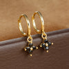 2PCS Zircon Flower Pendant Hoop Earrings for Women Simple Sweet Stainless Steel Earring Piercing Jewelry - Image 19