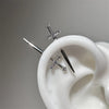 Love Wings Cross Stainless Steel Ear Bone Nail Shiny Zircon Thread Earring for Women Body Piercing - Image 3