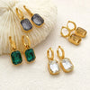 Yupsk Square Stainless Steel Crystal Zirconia Earrings For Women Girls Gold Color Metal Hoop Earring Party Daily Jewelry - Image 1