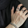 Silver Rings For Women Simple Vintage Handmade Adjustable Finger Hollow Ring Band Female Gift - Image 4