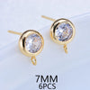 (2607) 4MM 6MM 7MM 8MM Gold Color Brass with Zircon Hooks Hole Round Stud Earrings Pins Jewellery Accessories Wholesales - Image 18