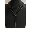Black Silver Plated Punk Layered Chain Alloy Necklace Hollow Heart Cone Spike Y Drop Necklace For Streetwear - Image 5
