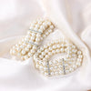 Three-Row Glass Bead Stretch Bracelet with Rhinestone Details - Image 4