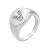 silver color A-Z Initial Signet Rings For Women Men Statement Ring 26 letters women adjustable rings - Image 10