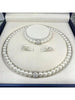 3 Pcs Imitation Pearl Fireball Necklace Bracelet Earring Stud Jewelry Set Silver Color Crystal Stone Elegant Bridal Jewelry Gift - Image 8