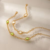 Green White Oval Zircon Bracelet For Women Minimalist Gold Pvd Plated Stainless Steel Bracelet Jewelry Gift - Image 6