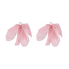 Bohemia Elegant Pink Chiffon Flower Earring for Women Lightweight Pearl Petal Dangle Earrings Romantic Wedding Party Jewelry - Image 6