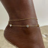 Cubic Zirconia Ankelt, Round CZ Women's Bezel Set Anklet Bracelet on Leg, Adjsutable Stainless Steel No Fade - Image 1