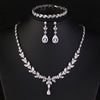 Brilliant Zirconia Leaf Necklace Earrings Rings Bracelets Set for Women CZ Drop Bridal Wedding Jewelry Sets - Image 27