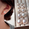 Elegant Pink Glossy Pearl Stud Earrings For Women Silver Earrings Wedding Party Geometric Jewelry Gift - Image 4
