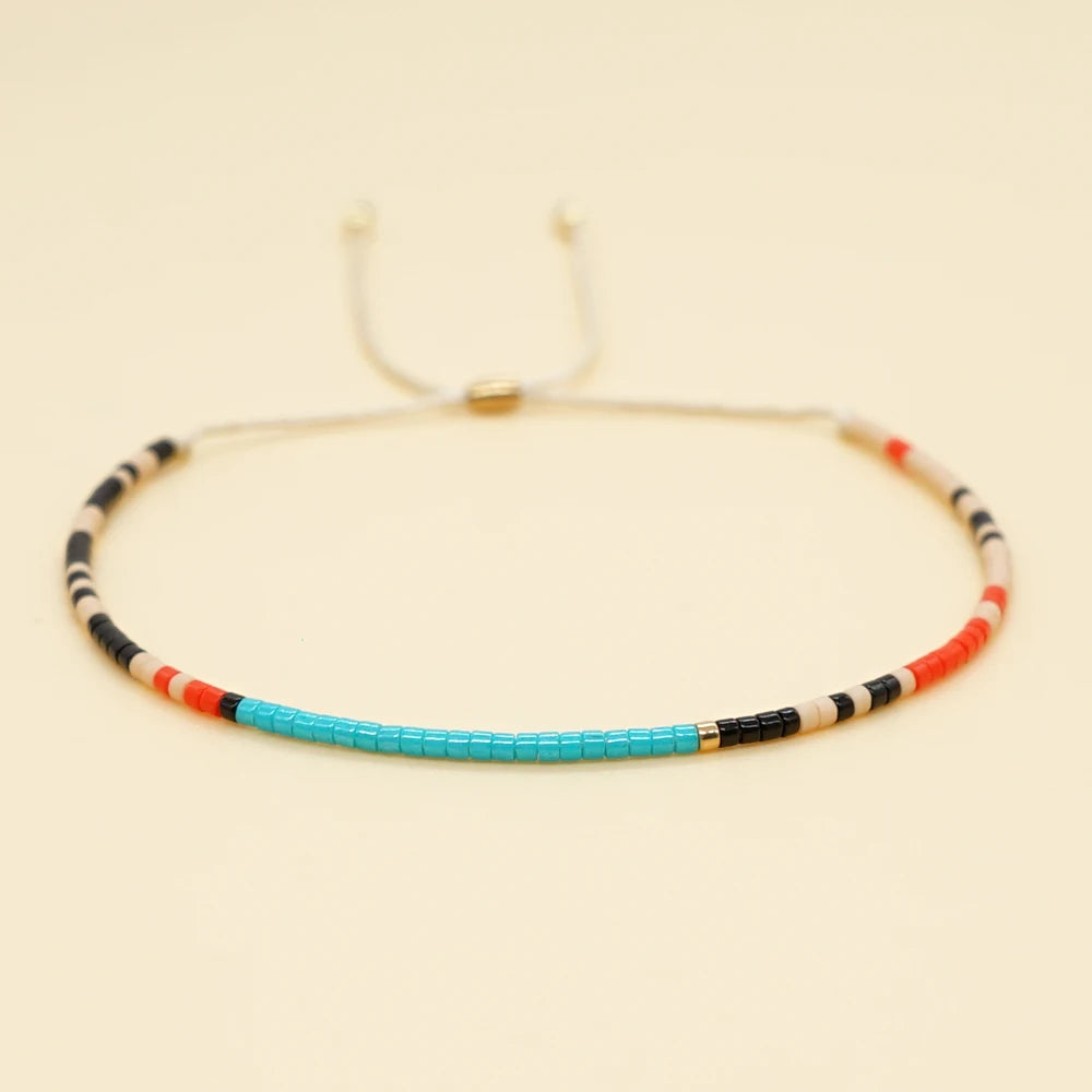 Summer Turquoise Blue Miyuki Bohemia Ethinic Beach Freeshness Tube Beads Bracelet - Image 1