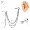 ZS 20G 2Pcs/lot Heart Moon Double Layer Chain Stainless steel Ear Chain Moon Spike Crystal Ear Stud Cartilage Earrings Jewelry - Image 11