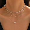 Vintage Pearl Necklace Ladies Double Chain Small Love Pendant Necklace Jewelry Gift - Image 5
