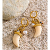 Horn Handmade Hoop Earrings for Women Resin Acrylic Imitation Pearl Drop Stainless Steel Charm Jewelry Recommend - Image 2