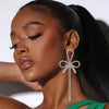 Stonefans New in Crystal Bow Drop Earrings Christmas Jewelry for Women Luxury Rhinestone Bridal Tassel Earrings Wedding Gifts