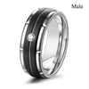 Couple Rings Women's White Rhinestones Zircon Ring Sets Men's Stainless Steel Zircon Stones Rings Wedding Band Jewelry - Image 2