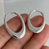 Silver Earrings For Women Shinning Oval Big Hollow Earring Jewelry Prevent Allergy Party Accessories Gift - Image 1