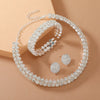 Light Double Layer Choker Necklace for Women Full Rhinestone Cuff Bracelet Stud Earring Braidal Wedding Party Jewelry Set - Image 1