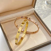 Stainless Steel Women's Bracelet Couple Bangle Cubic Zirconia Gold Color Jewelry Gift For Men - Image 2