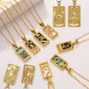 Zirconia Tarot Card Necklace Classic Tarot Queen Lover Magician Moon Wealth Amulet Stainless Steel Jewelry - Image 1