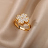 Spinner Zircon Heart Four Leaf Clover Rings For Women Stainless Steel Fidget Ring Jewelry Christmas Gift - Image 2