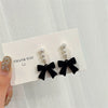 Red Black Bowtie Earrings for Women Girls Simulated Pearl Cloth Bow Tie Earrings Jewelry Ear Accessories Beautiful Gifts - Image 8