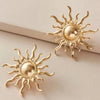 Statement Retro Half Sun Design Stainless Steel Stud Earrings For Women Fan-shape Gold Color Personality Vacation Jewelry Gift - Image 6