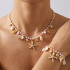 Starfish Shell Conch Imitation Pearl Necklace Bracelet Set Vacation Daily Jewelry Women Gift Daily Accessory - Image 3