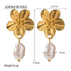 Stylish Vintage Flower Stud Earrings Gold Plated Stainless Steel For Women Party сережки женск - Image 7