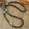 1PC Men's Retro Ethnic Long Wooden Beaded Necklacefor Men Bohemia Ceramic Beads Necklace Man Jewelry - Image 1