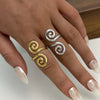 Stainless Steel Irregular Spiral Opening Ring for Women Simple Gold Color Geometric Hollow Adjustable Rings Jewelry - Image 2