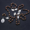 Seven Bitter Necklace Pendant Wooden Beads Virgin Mary Rosary Catholic Religious Pray Jewelry Brown - Image 6