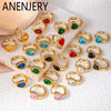 316L Stainless Steel Heart Water Drop Square Zircon Hoop Earrings For Women Men Personality Design Jewelry Gifts - Image 1