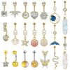 ZS 1 PC Gold Color 14G Stainless Steel Belly Ring Snake Heart Shiny CZ Crystal Navel Belly Button Rings Butterfly Navel Piercing - Image 1