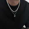 PuRui Four-Pointed Star Rhinestone Pendant Necklace for Men Boho Imitation Pearl Chain Necklace Jewelry - Image 3