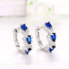 Silver Blue Cubic Zirconia Hoop Earrings Wedding Party Elegant Accessories for Women Jewelry Gift - Image 3