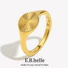 Minimalist Dainty Rays Texture Circle Index Ring Gold Plated Stainless Steel Ring For Women - Image 1