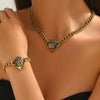 Eagle Head Pendant Necklace and Bracelet Set in Antique Gold-Tone - Image 2