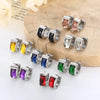 Round Crystal Glass Hoop Earrings for Women Men Gold Silver Black Color Semi-circle Stainless Steel Earring Women's Jewelry - Image 3