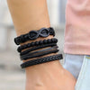 Punk Multilayer Antique Leather Bracelet Set Skull Eye Star Charms Hiphop Rock Y2K Vintage Pu Gothic Wristband Man Goth Jewelry - Image 4