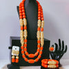 32inches 2Layers orange artifinal nigerian coral bead jewelry set wedding - Image 5